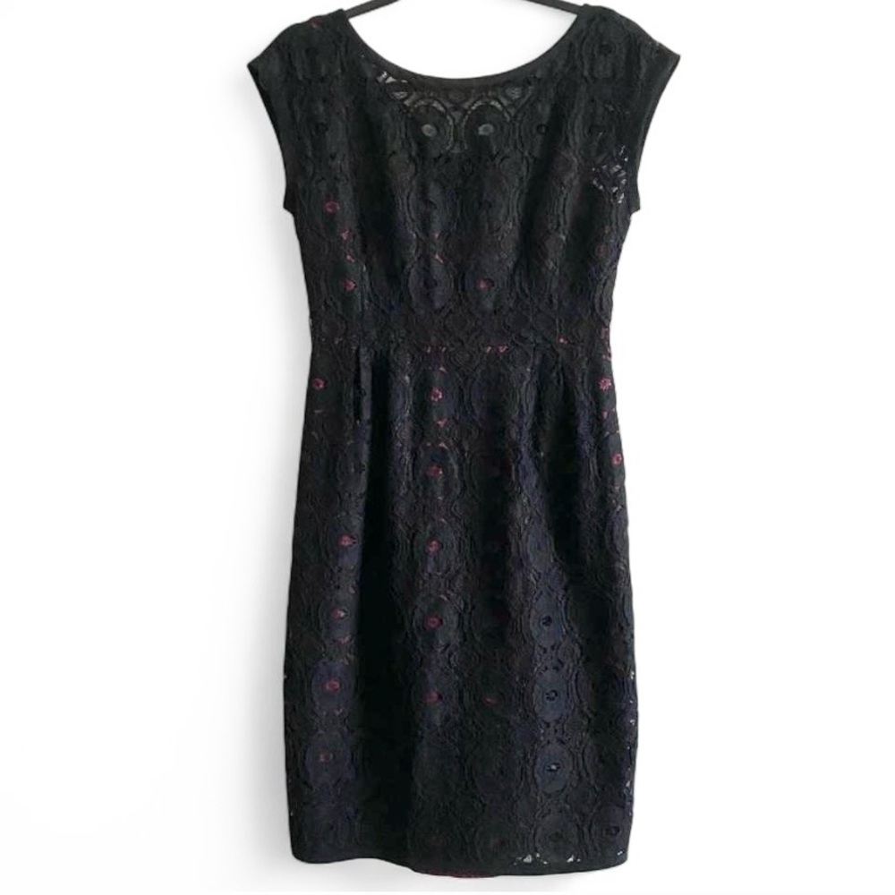 Nanette Lepore Black Lace Dress Wine Red Lined